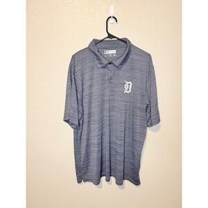 MLB Detroit Tigers Polo Shirt 2XL Mens Gray Short Sleeve Baseball